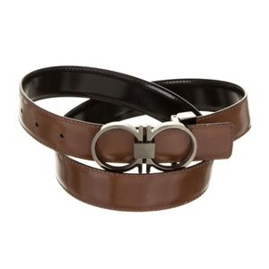 Men's brown/black leather Salvatore Ferragamo Belt